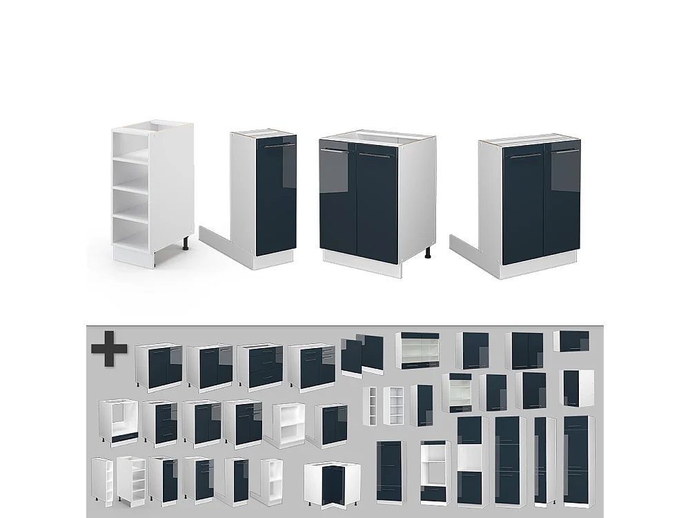 Kücheninsel  dunkelblau hochglanz 90x60x82 fame-line