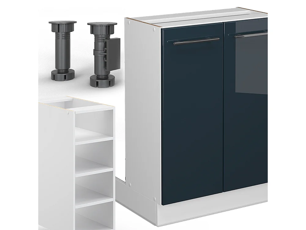 îlot de cuisine  bleu foncé brillant 90x60x82 fame-line