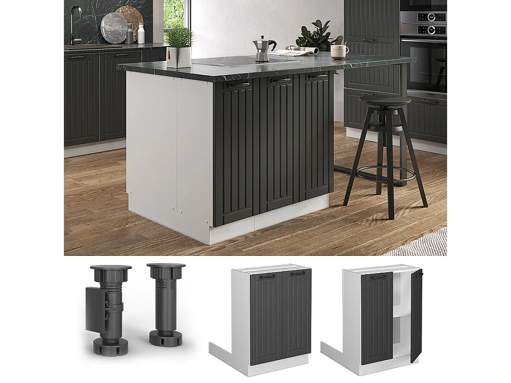 Îlot de cuisine anthracite campagne 60x30x82 fame-line