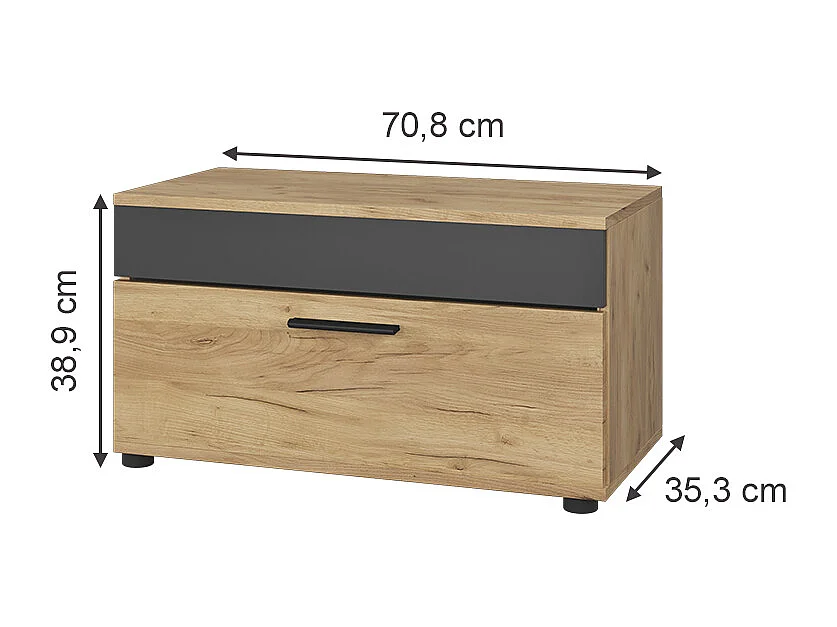 Meuble de salon chêne doré/anthracite 70.8x35.3x38.9 berno