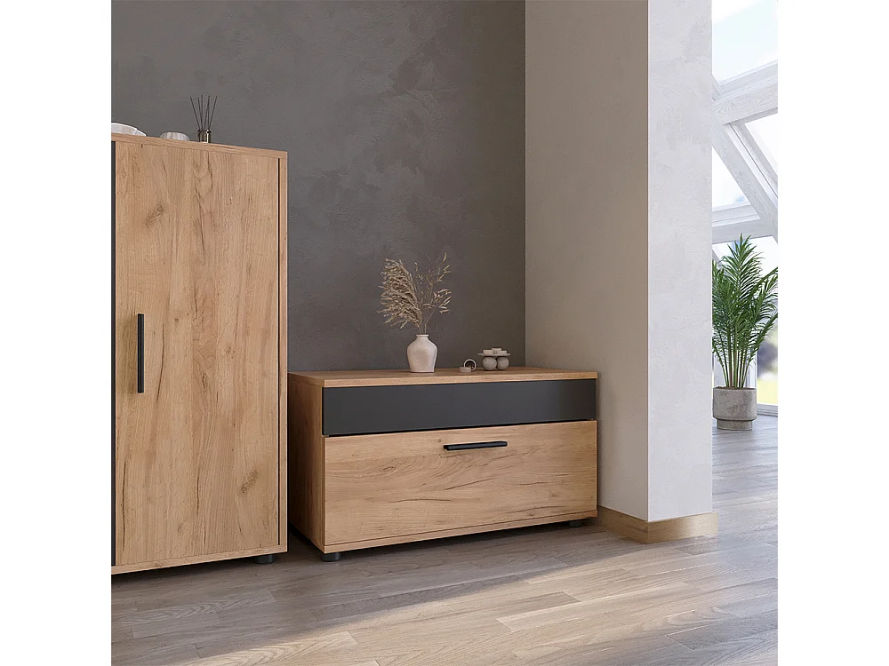 Meuble de salon chêne doré/anthracite 70.8x35.3x38.9 berno