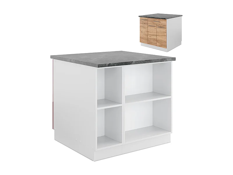 Kücheninsel goldkraft eiche/weiß 90x60x82 fame-line