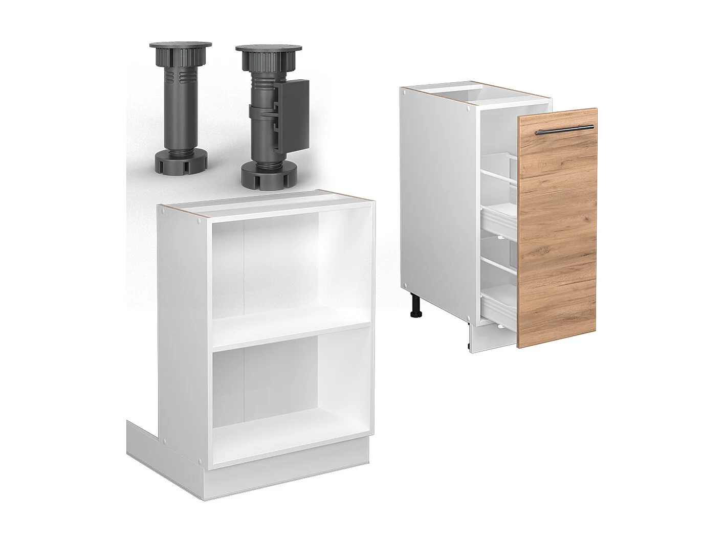 Îlot de cuisine chêne doré/blanc 90x60x82 fame-line