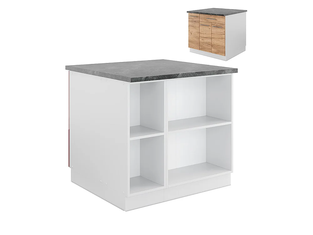 Îlot de cuisine chêne doré/blanc 90x60x82 fame-line