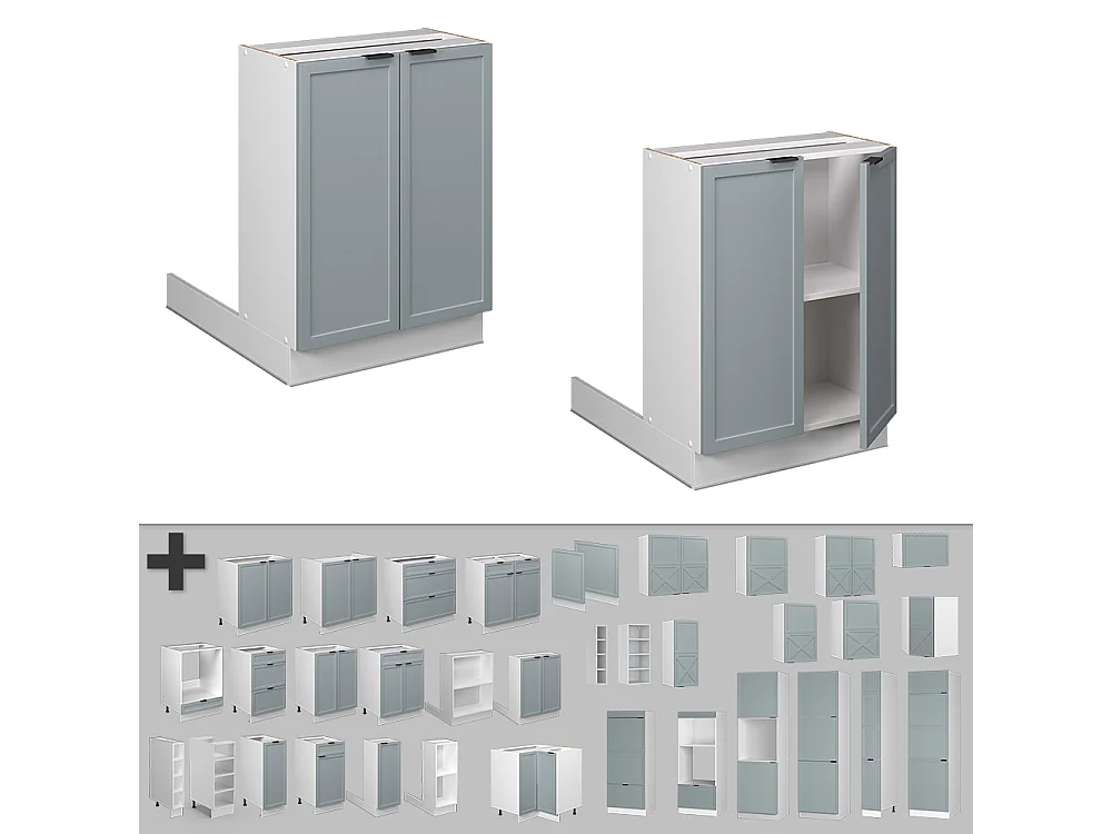 Îlot de cuisine bleu clair-gris 60x30x82 fame-line