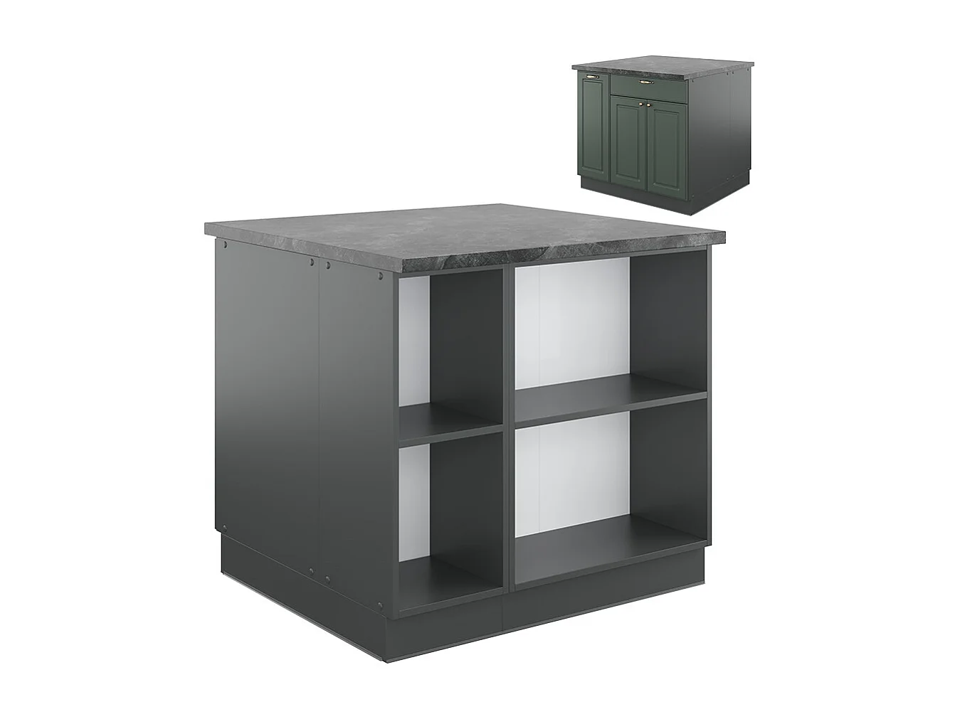 Isola cucina verde-oro country house/antracite 90x60x82 fame-line