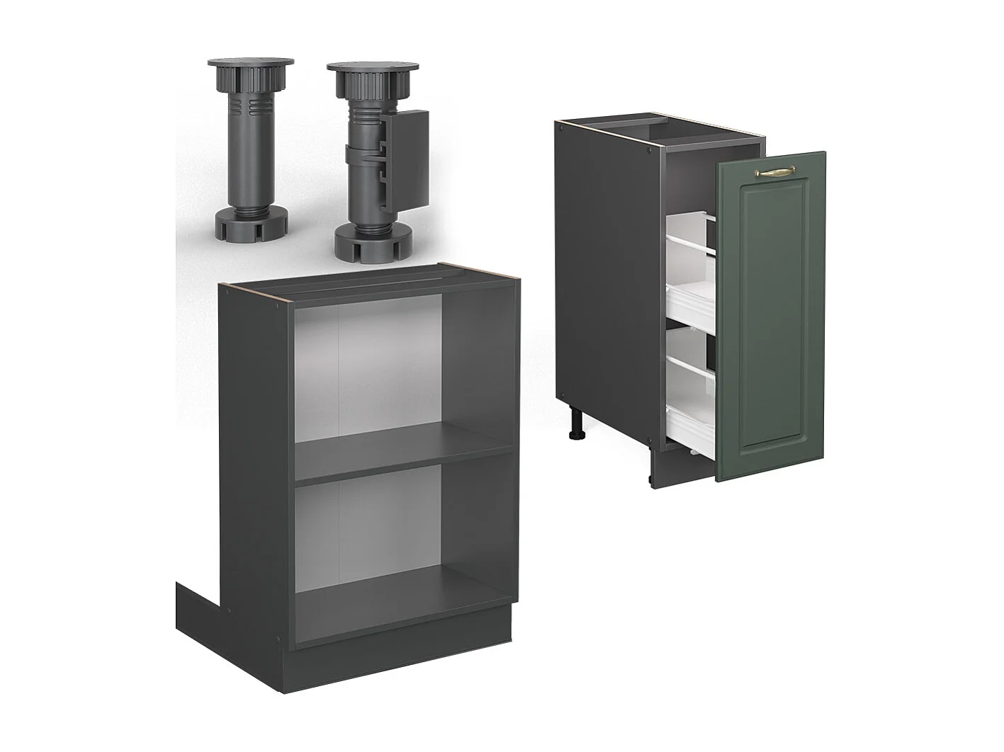 Îlot de cuisine vert et or campagne/anthracite 90x60x82 fame-line