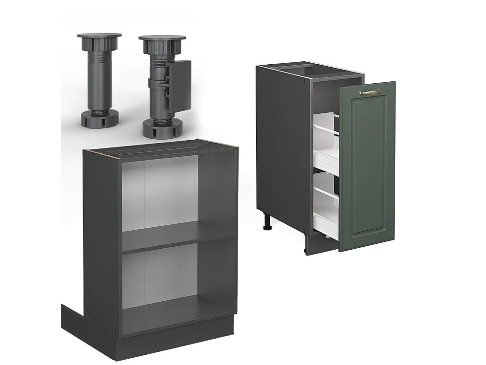 Îlot de cuisine vert et or campagne/anthracite 90x60x82 fame-line