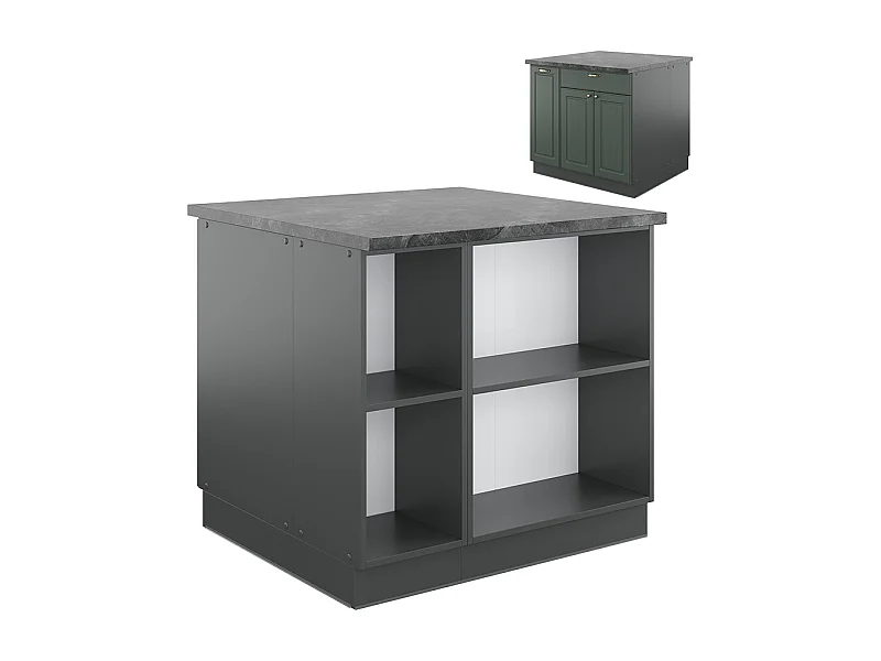 Isola cucina verde-oro country house/antracite 90x60x82 fame-line