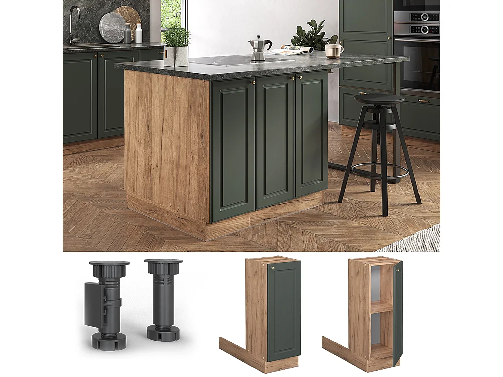 Kücheninsel grün-gold landhaus 30x70x82 fame-line