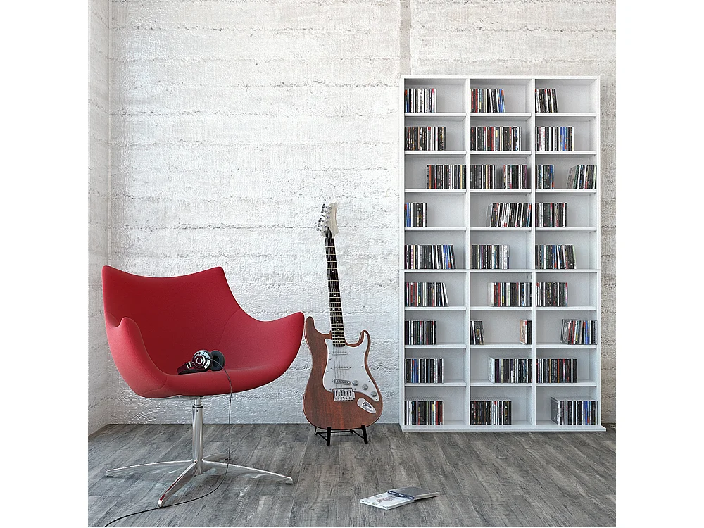 Étagère CD blanc 102x16x178 jukebox