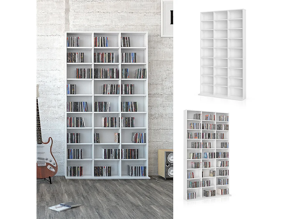 Étagère CD blanc 102x16x178 jukebox