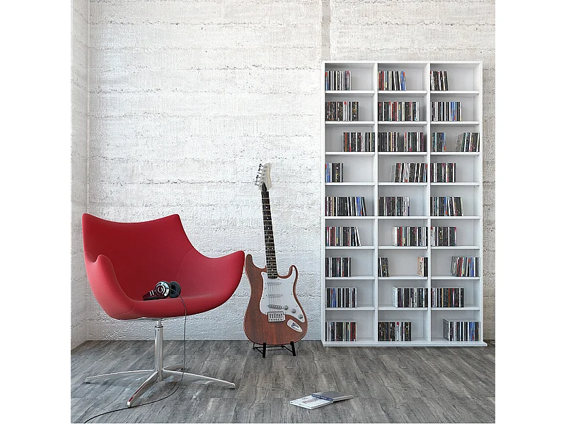 Étagère CD blanc 102x16x178 jukebox