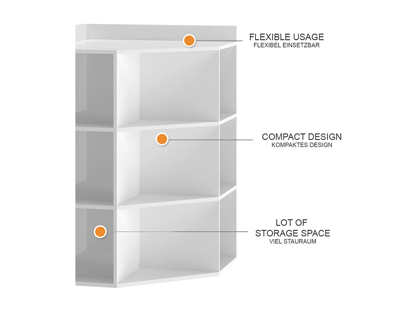 Scaffale angolare bianco 60x60x80 elina