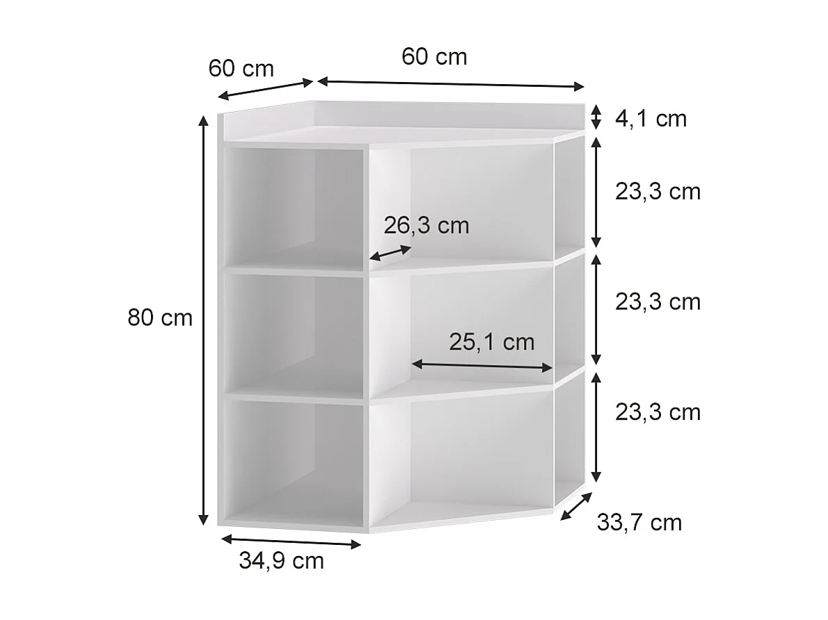 Étagère dangle blanc 60x60x80 elina