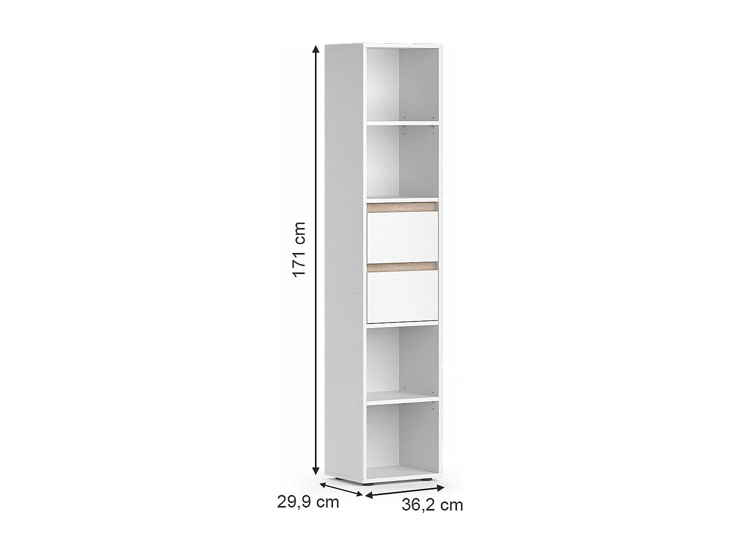 Bogreol hvid 36.2x29.9x171 robert