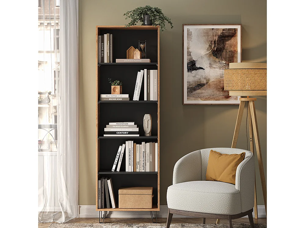 Boekenkast eiken wotan 60x30.1x186.6 amber