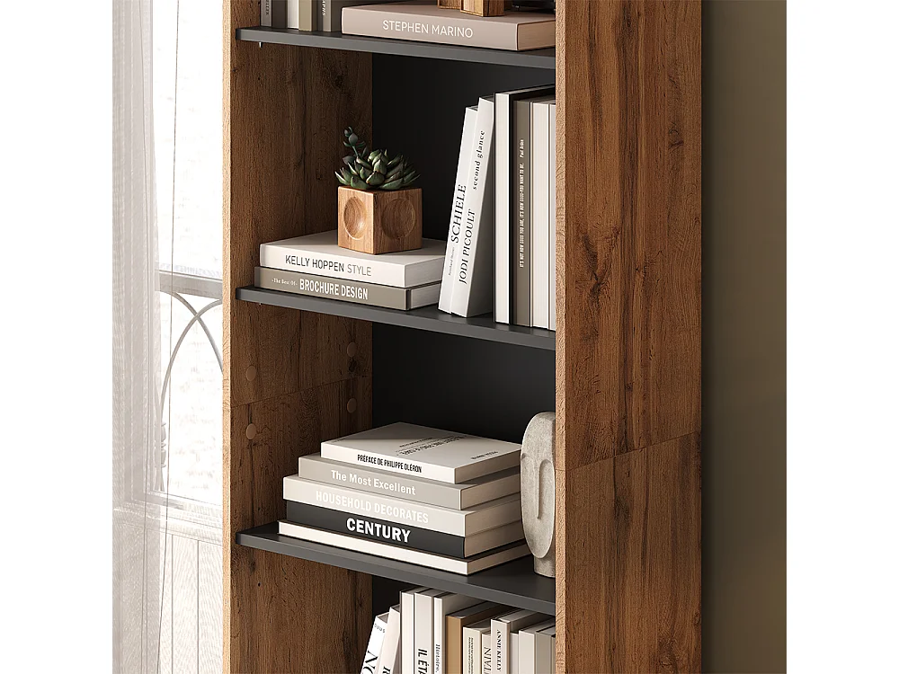 Boekenkast eiken wotan 60x30.1x186.6 amber