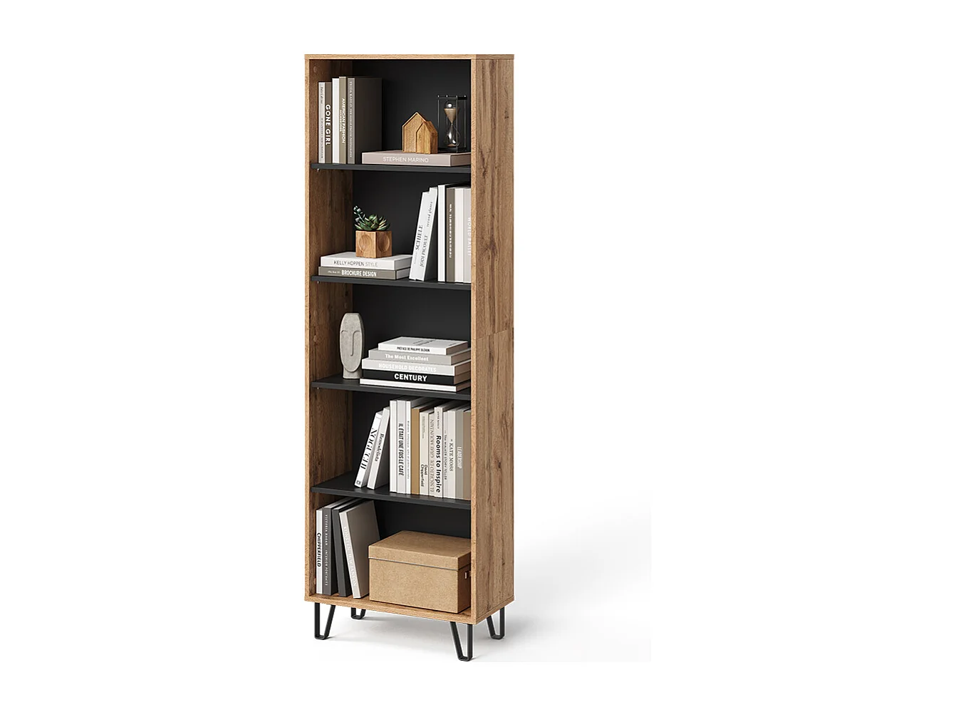 Boekenkast eiken wotan 60x30.1x186.6 amber