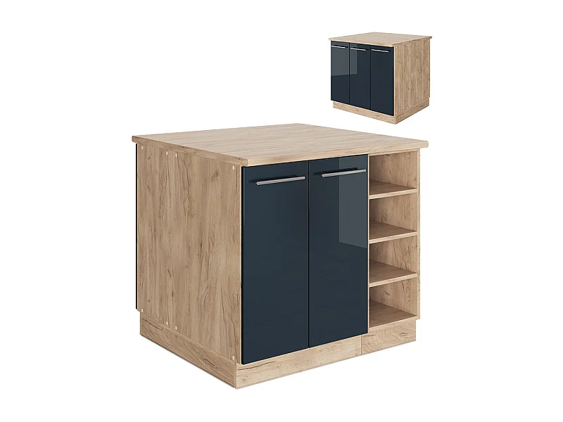 Wyspa kuchenna ciemnoniebieski wysoki połysk 90x60x82 fame-line