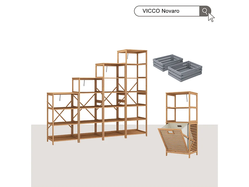 Étagère à livres bambou 48.3x35.5x140.3 novaro