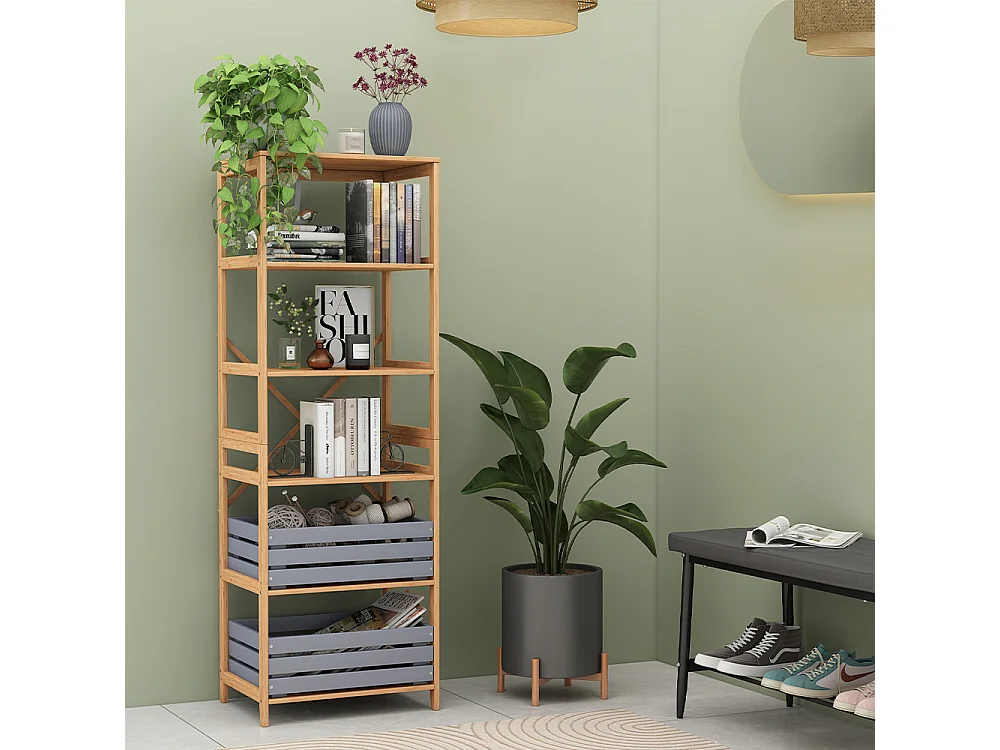 Półka na książki bambus 48.3x35.5x140.3 novaro