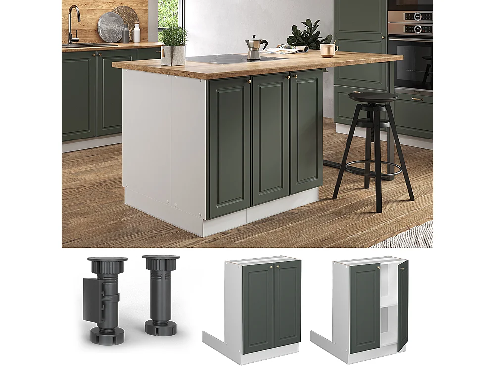 Kücheninsel grün-gold landhaus 60x30x82 fame-line