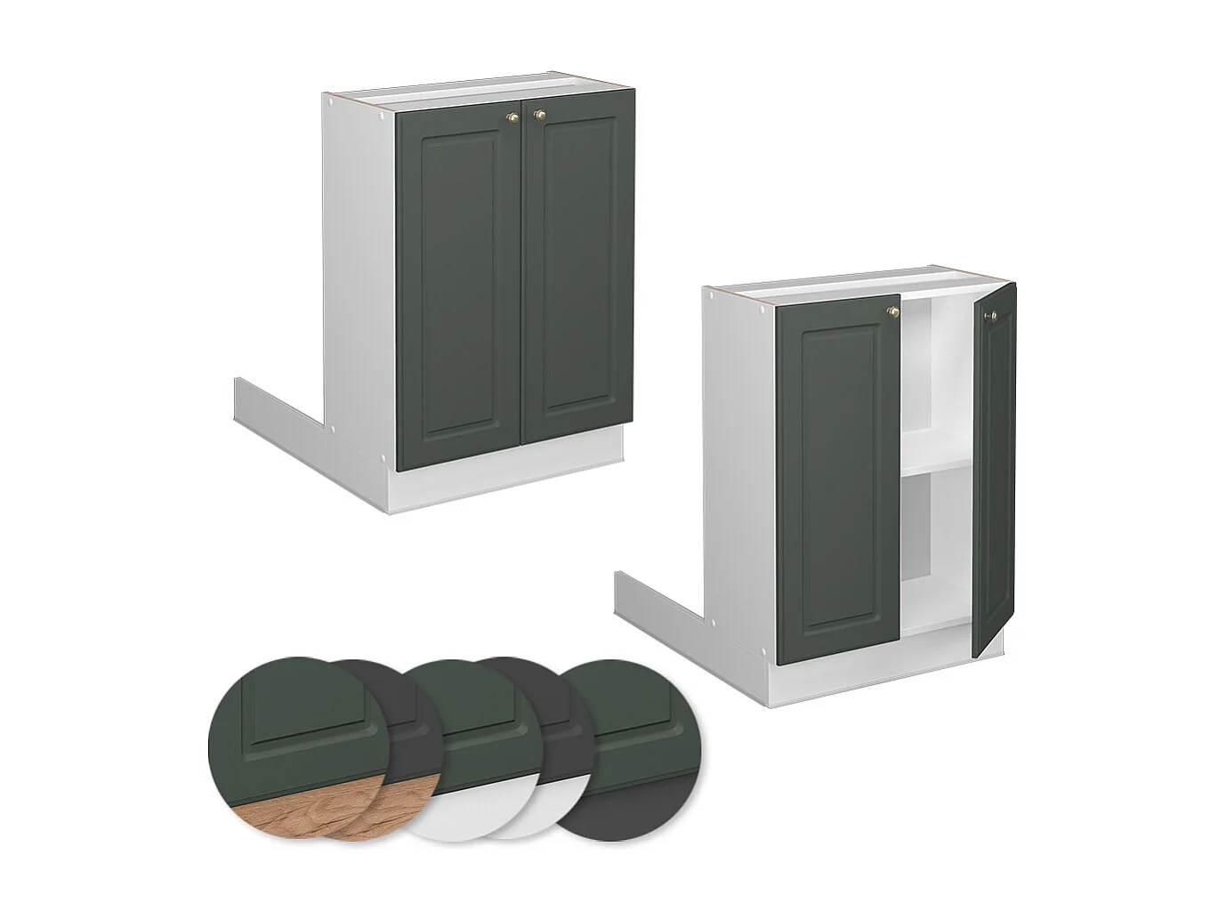 Kücheninsel grün-gold landhaus 60x30x82 fame-line