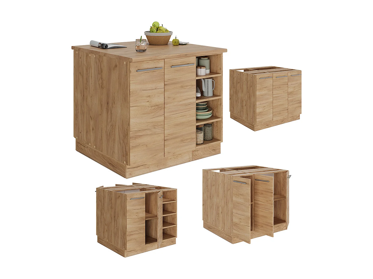 Îlot de cuisine chêne de force doré 90x60x82 fame-line