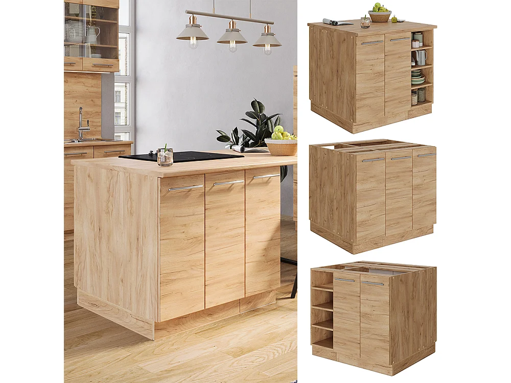 Îlot de cuisine chêne de force doré 90x60x82 fame-line