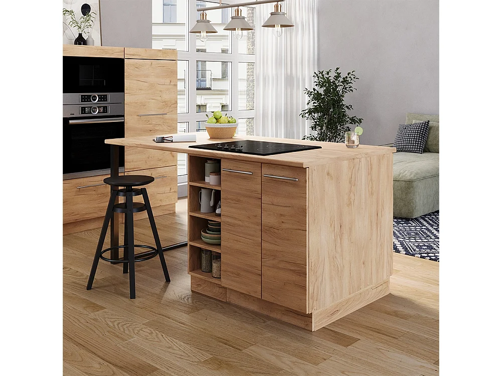 Îlot de cuisine chêne de force doré 90x60x82 fame-line