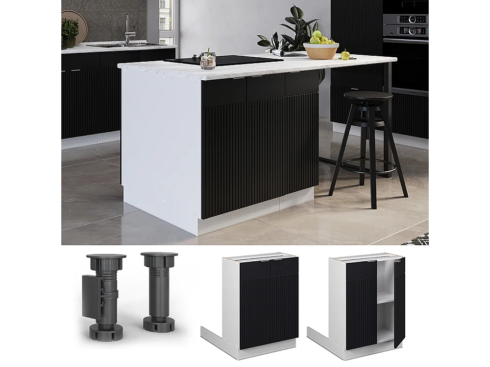 Regalinselunterschrank schwarz gestreift 60x30x82 fame-line