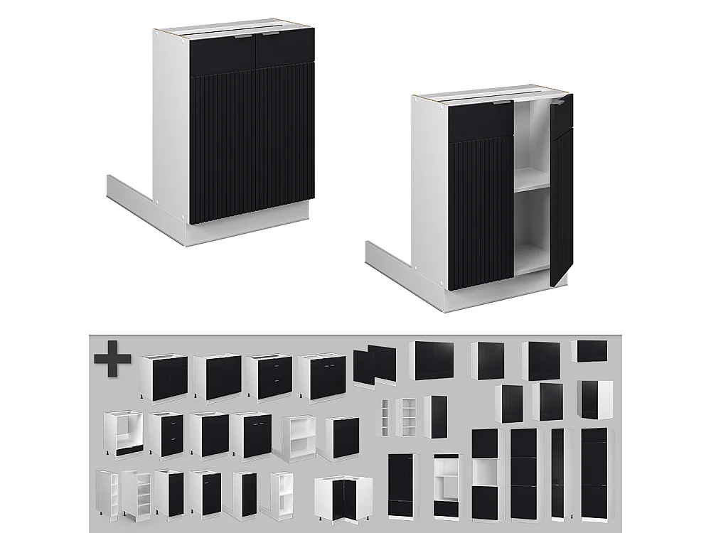 Regalinselunterschrank schwarz gestreift 60x30x82 fame-line