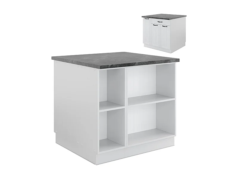 Keukeneiland wit landhuis/wit 90x60x82 fame-line