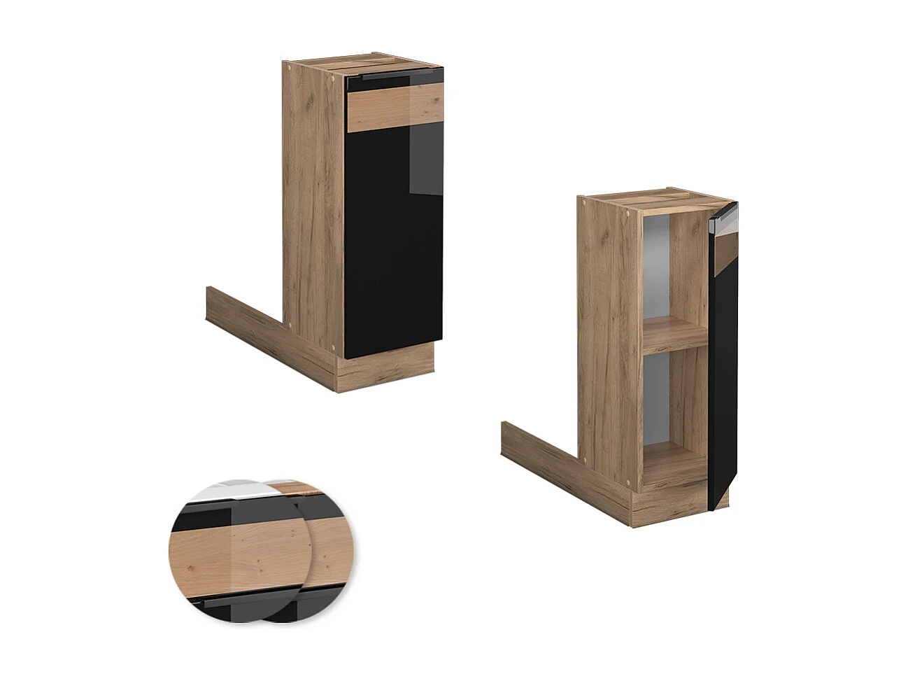 Kücheninsel schwarz eiche hochglanz 30x70x82 fame-line