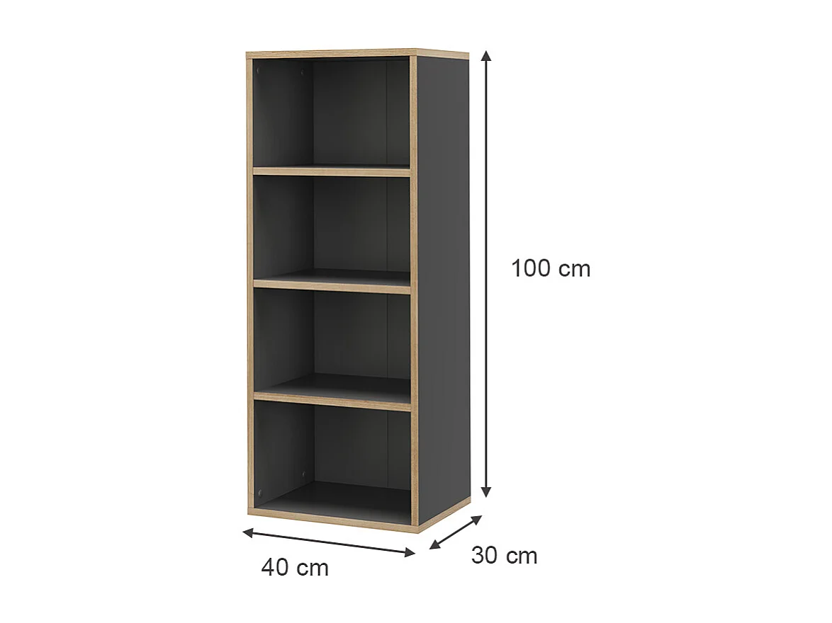 Bibliothèque anthracite 40x30x100 tetrix