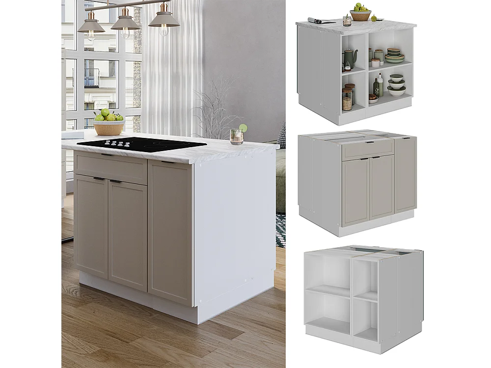Îlot de cuisine grisbeige 90x60x82 fame-line
