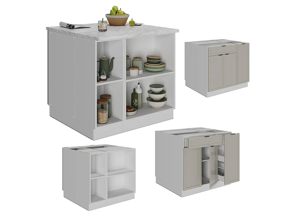 Îlot de cuisine grisbeige 90x60x82 fame-line