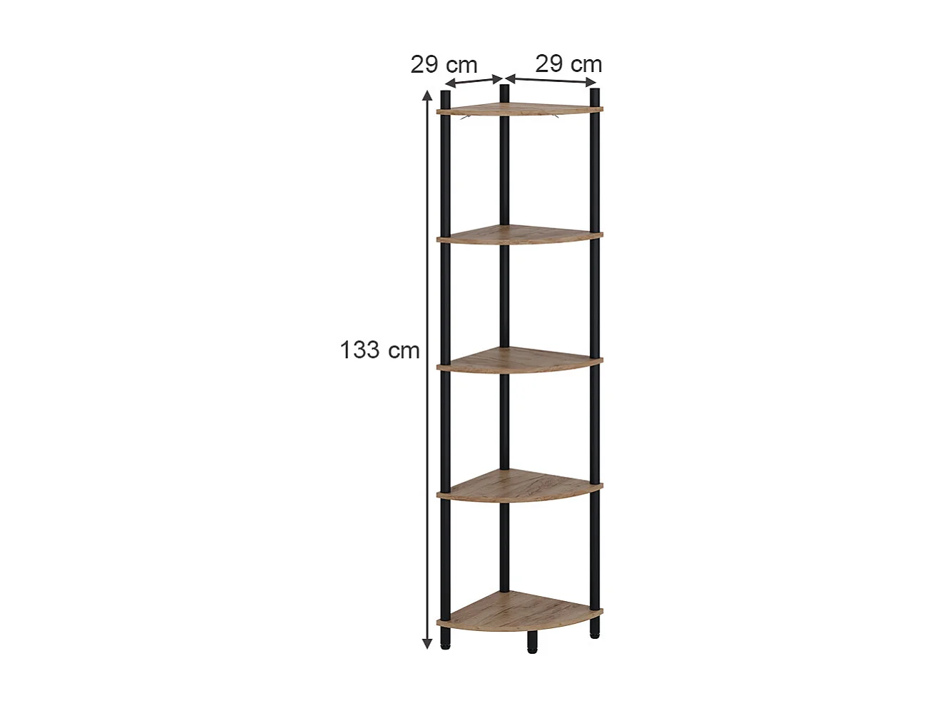 Corner shelf gold power oak/anthracite 29x29x133 bivio