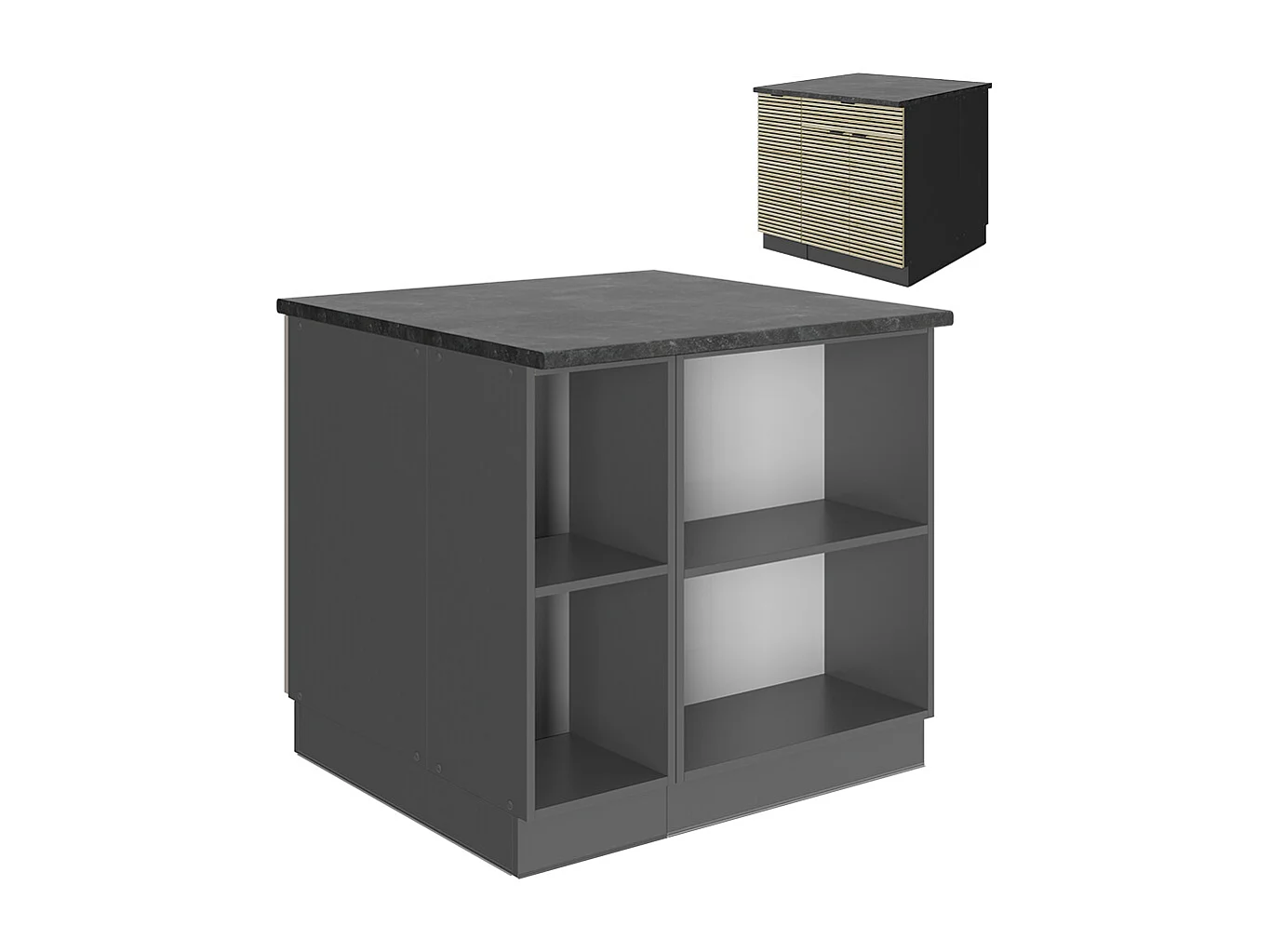 Îlot de cuisine panneau en chêne 90x60x82 fame-line