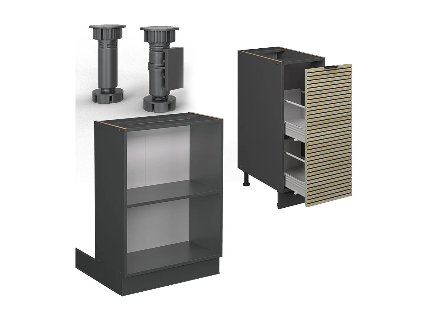 Îlot de cuisine panneau en chêne 90x60x82 fame-line