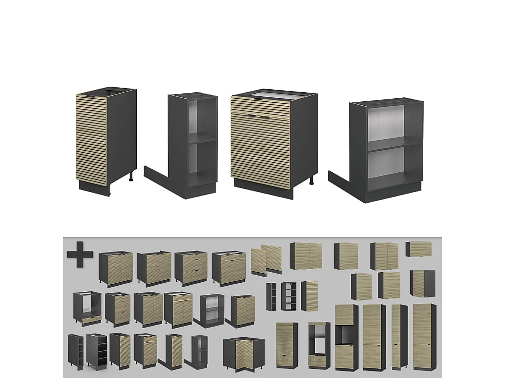 Îlot de cuisine panneau en chêne 90x60x82 fame-line