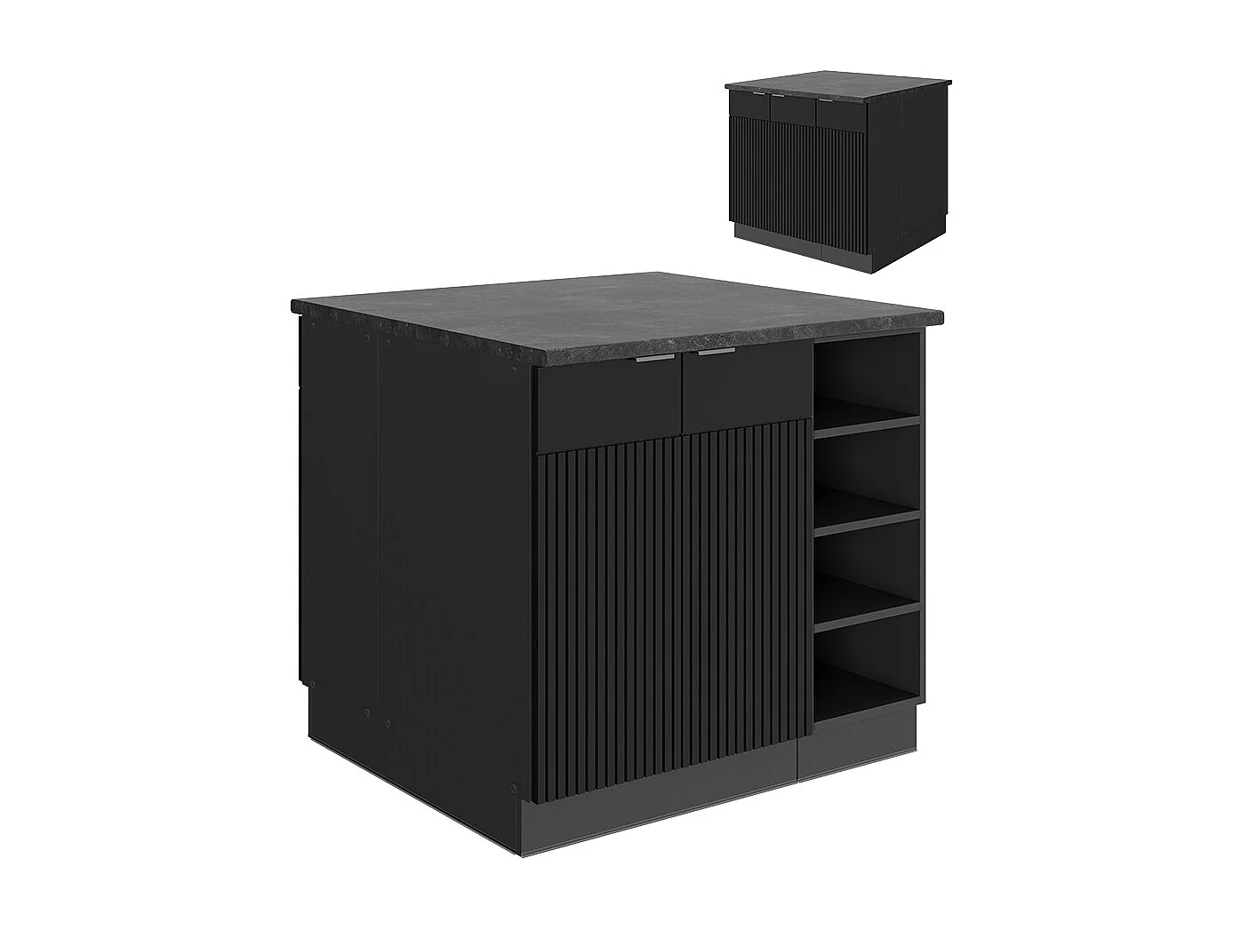 Îlot de cuisine noir rayé 90x60x82 fame-line