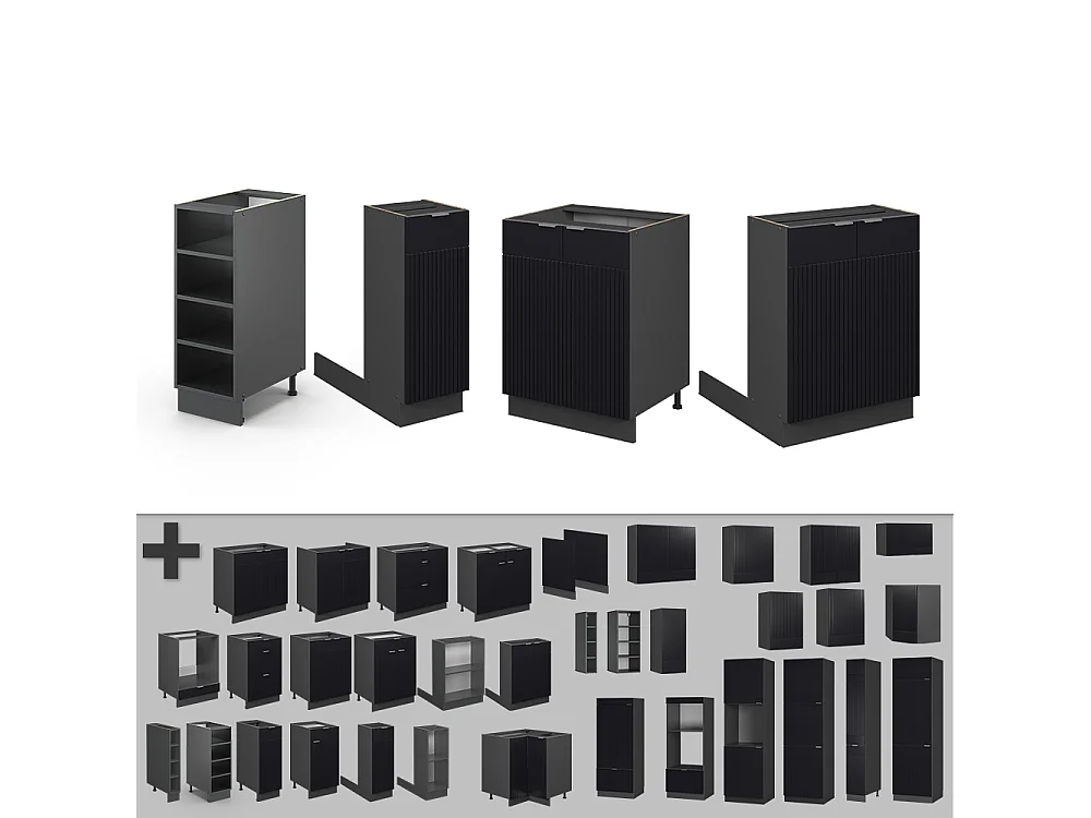 Îlot de cuisine noir rayé 90x60x82 fame-line