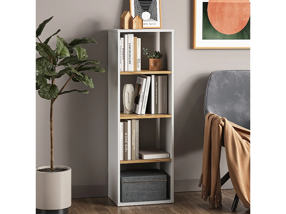 Étagère à livres chêne blanc/force de lor 40x30x120 tomy