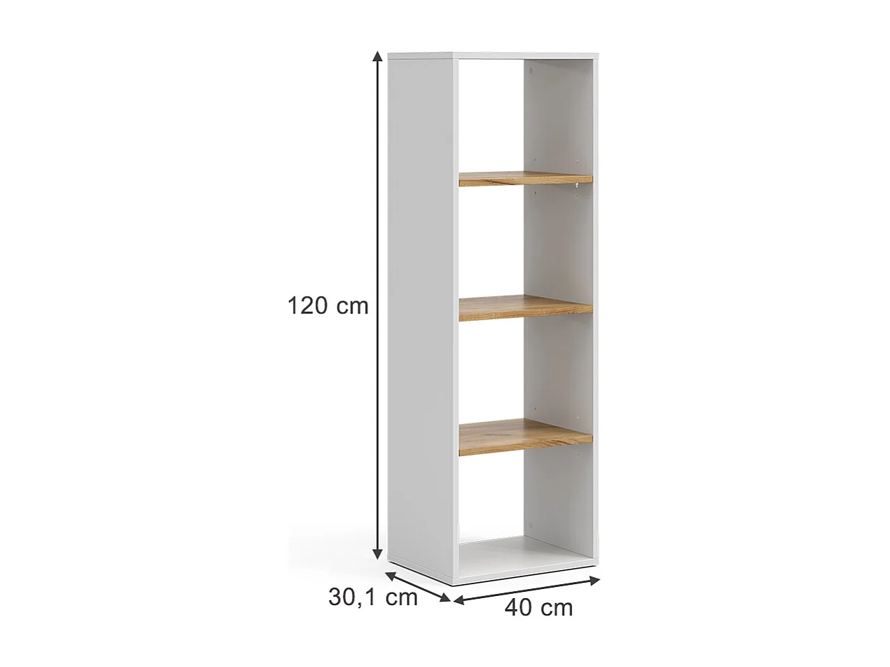 Étagère à livres chêne blanc/force de lor 40x30x120 tomy
