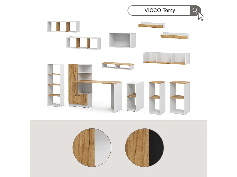 Étagère à livres chêne blanc/force de lor 40x30x120 tomy