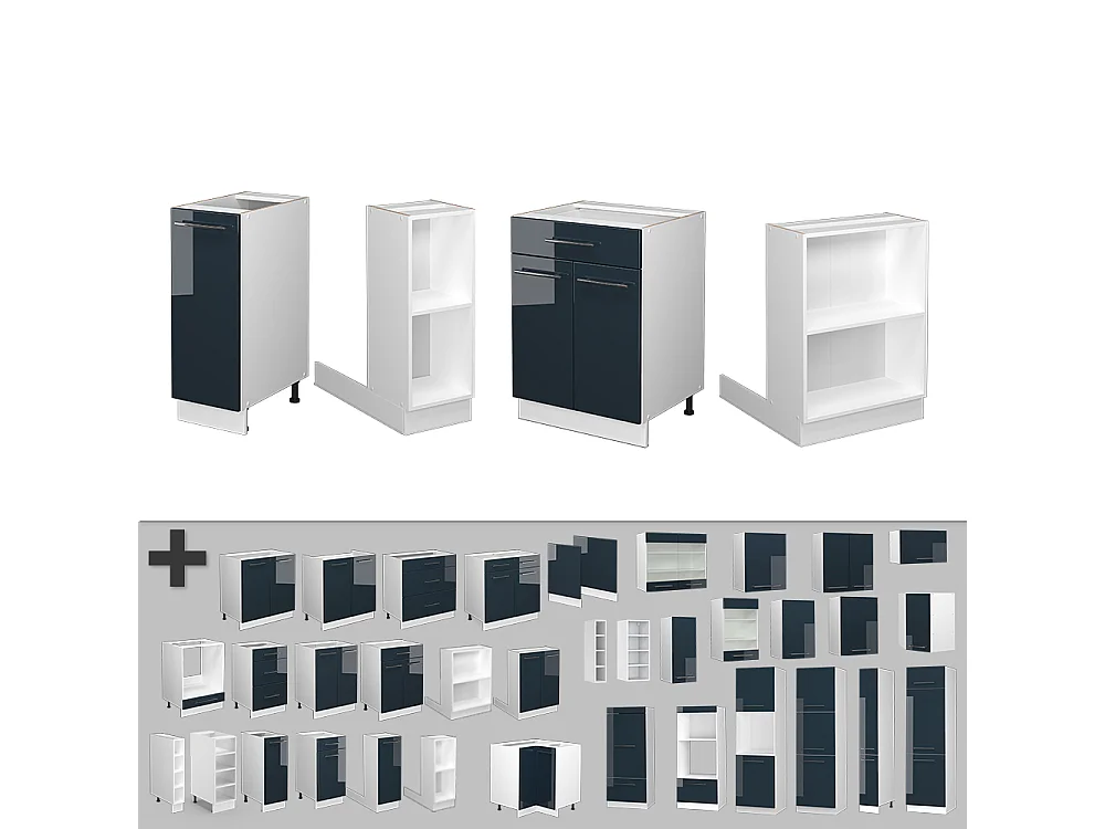 Kücheninsel dunkelblau hochglanz 90x60x82 fame-line