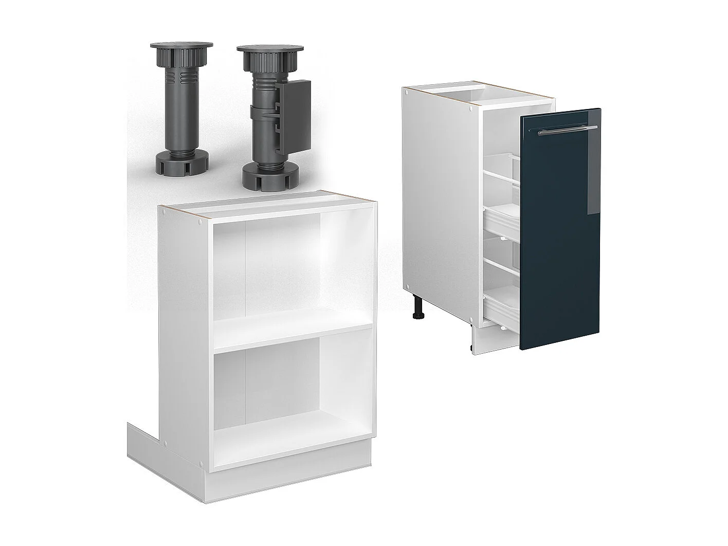 Ilot de cuisine bleu foncé brillant 90x60x82 fame-line