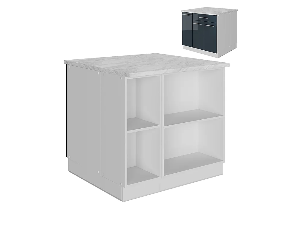 Wyspa kuchenna ciemnoniebieski wysoki połysk 90x60x82 fame-line
